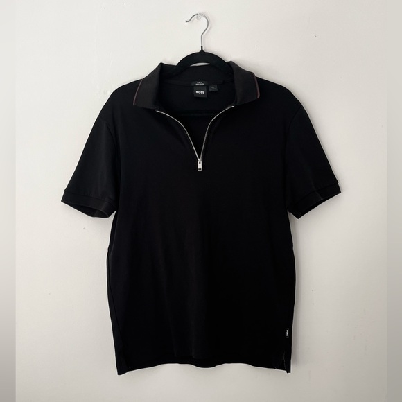 Hugo Boss Black Polo Shirt Mercerized Slim Fit Zip up - Picture 6 of 8